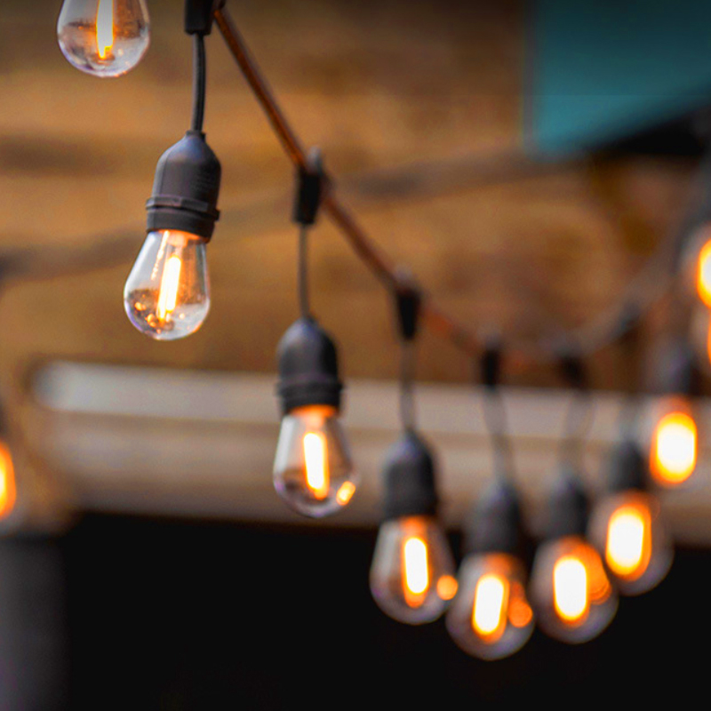 48ft Shatterproof Outdoor Led Filament Bulbs Outdoor String Light Commercial Grade Patio Lights