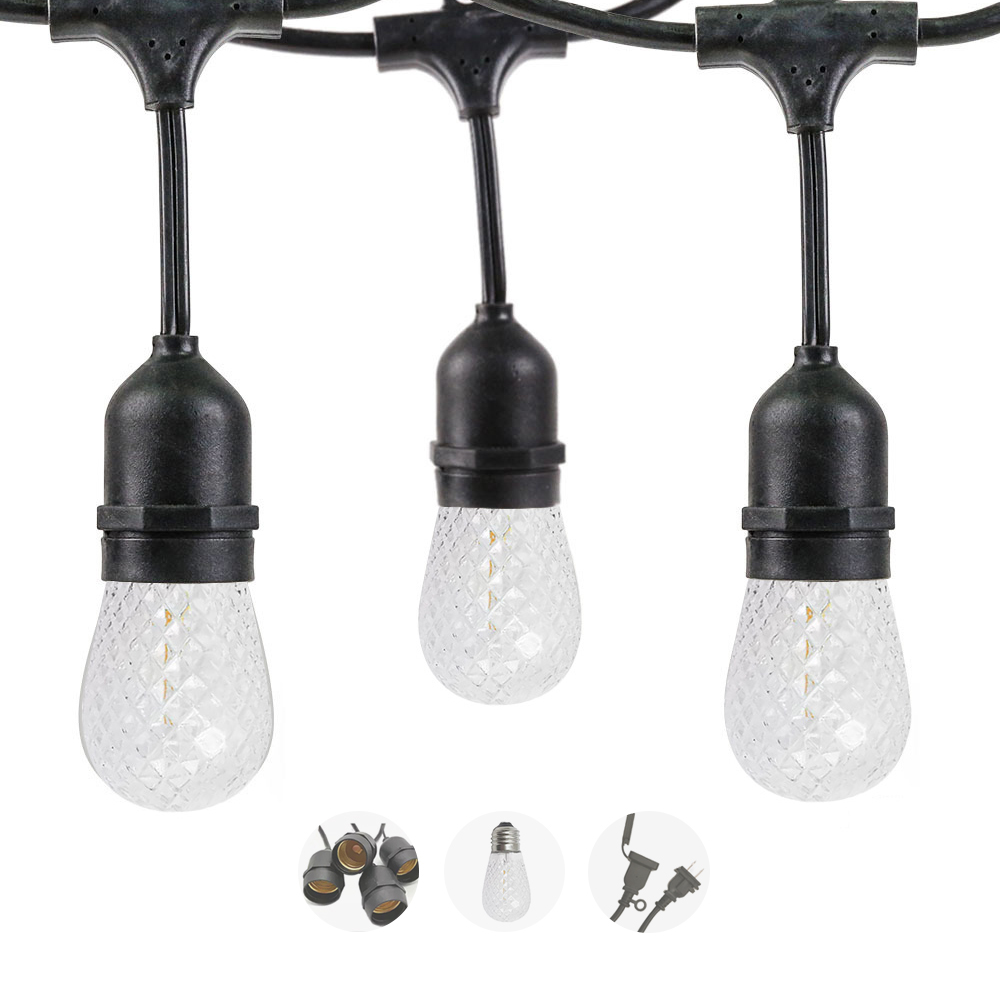 S14 light string bulbs for garden 48ft 12bulbs outdoor Connectable commercial pineapple globe led string lights