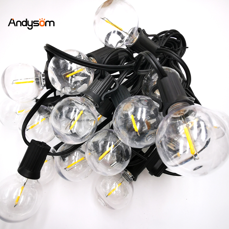 G40 Customized Cafe House Backyard Decoration Wedding Decorate Outdoor Christmas Fairy Patio Cluster Led String Lights