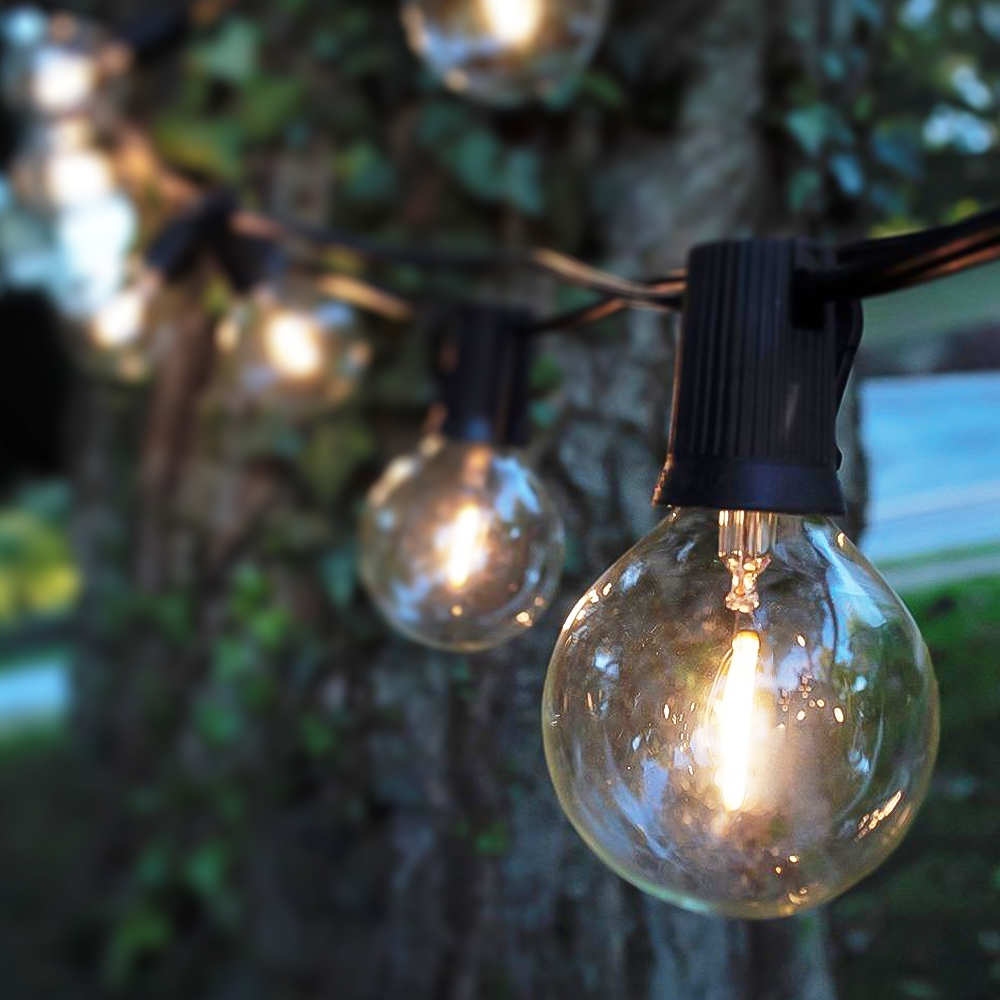 Andysom lighting Outdoor 25ft 25 G40 glass bulb led Christmas copper string light fairy light