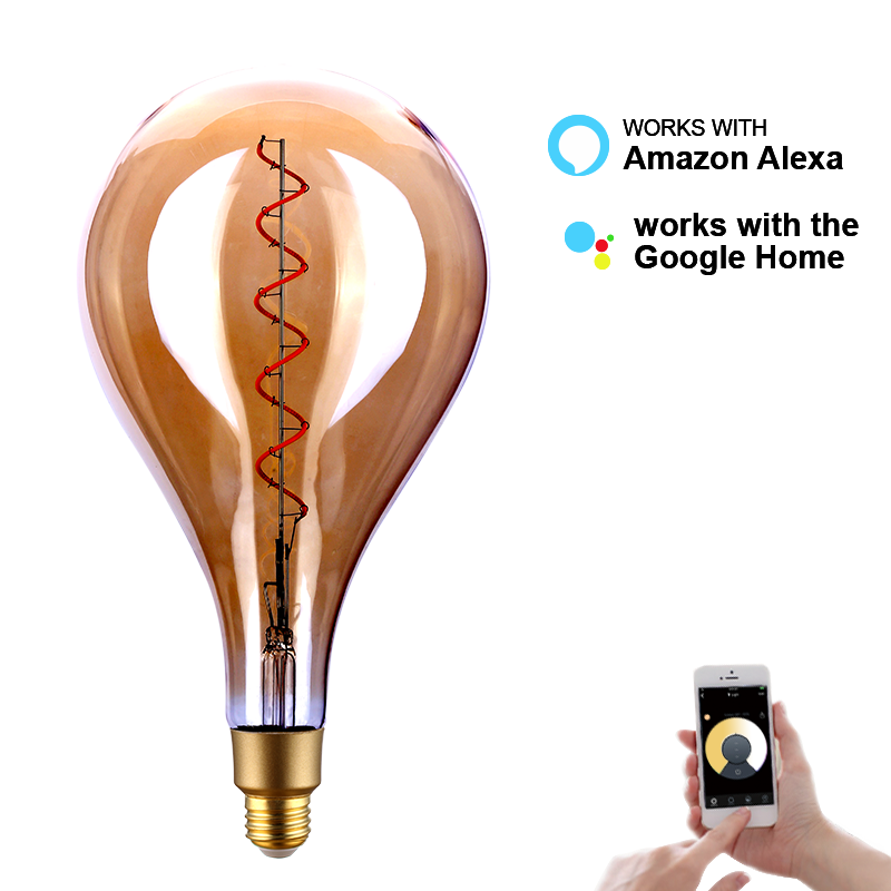 Smart Lights with Amazon Alexa Google home assistant ST64SP Dimmable wifi edison bulb Vintage Smart filament bulb