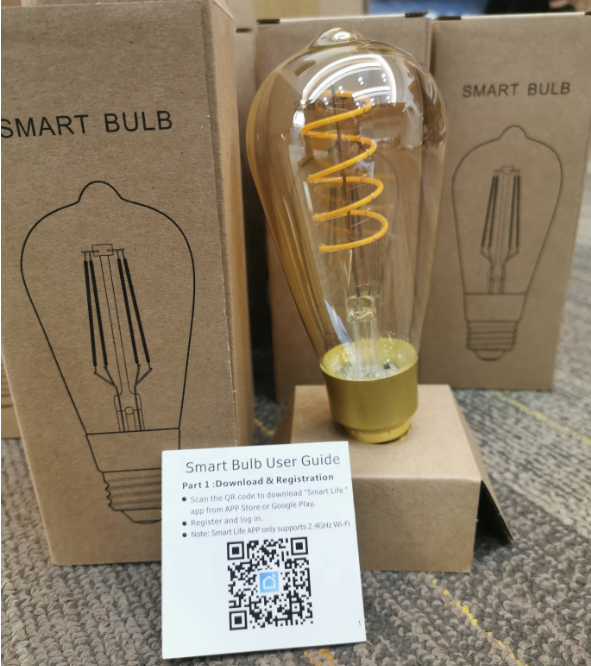 Smart Led bulb,Work with Amazon Alexa Google home assistant ST64SP Dimmable Filament Vintage bulb,home decoration