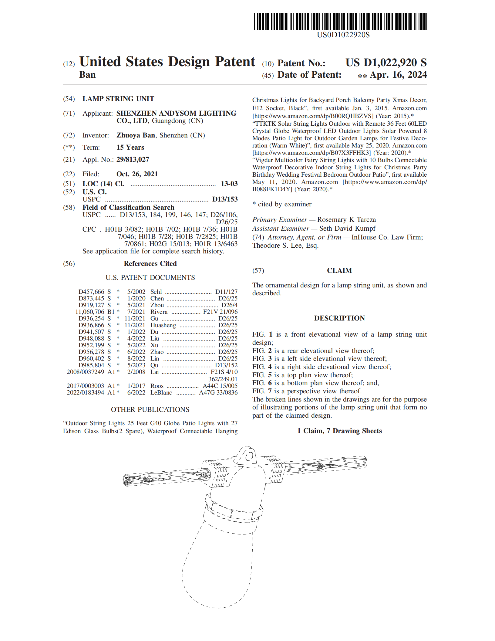 Fairy string light patent documentation